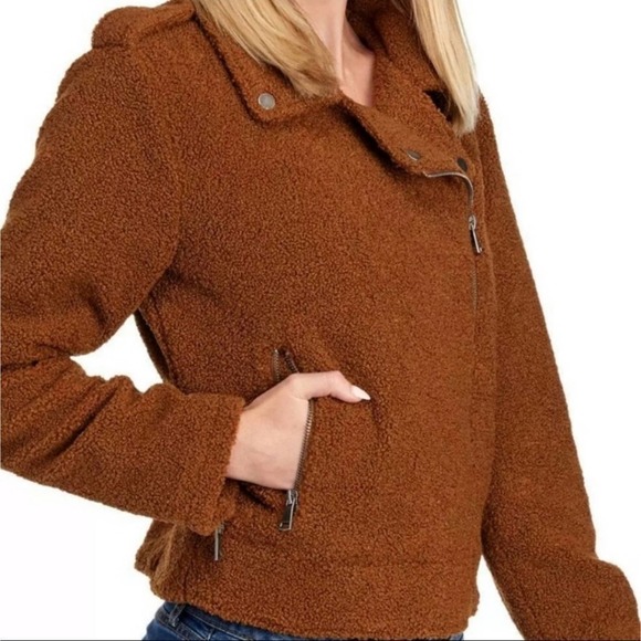 MAX Studio Brown sherpa moto jacket - Picture 8 of 16